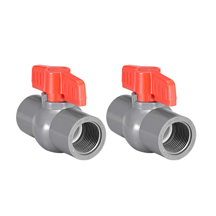 sourcing map 2Stk PVC Kugelhahn Wasserrohr Gewindeende G3/4 Innendurchmesser Rot Grau Grau 1.91 cm,