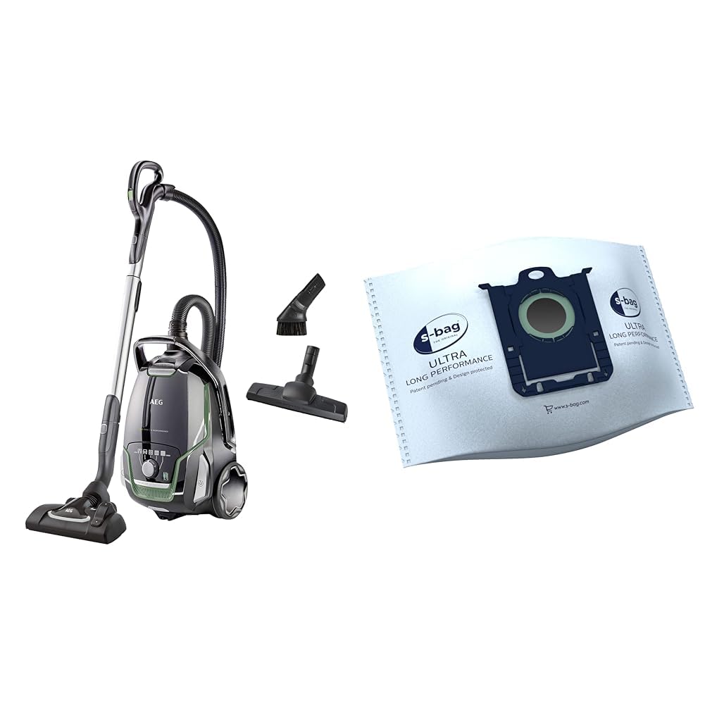 AEG VX9-2-ÖKO Staubsauger mit Beutel & GR210S s-Bag Ultra Long Performance Staubsaugerbeutel (3 XXL