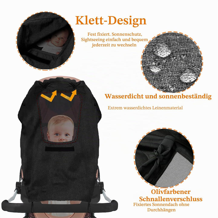 Kinderwagen sonnenschutz,Sonnenschutz für buggy,kinderwagen haken mit UV Schutz 50+ und Wasserdicht,