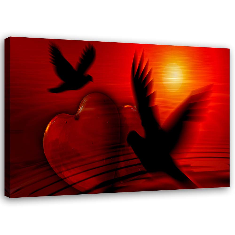 Feeby Bild auf Leinwand Herz Kunstdruck modern abstrakt Rot 80x60 cm M14333 80x60 cm, M14333 80x60 c