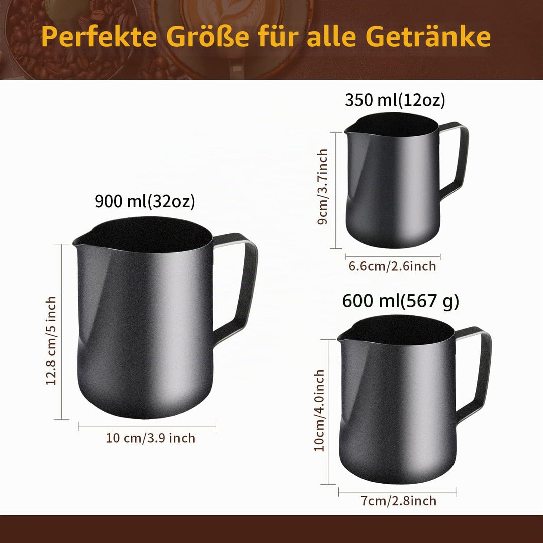 TechKen Milchkännchen,Milchkanne Edelstahl 900ml(32oz), Barista Zubehör Kaffee Milch Kännchen für Es