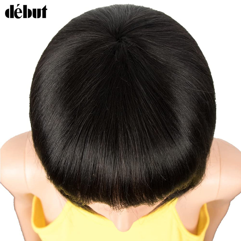 DÉBUT Echthaar Perücke mit Pony kurz Perücke Bob Pixie 10A brasilianisches Virgin Remy Hair 20cm 103