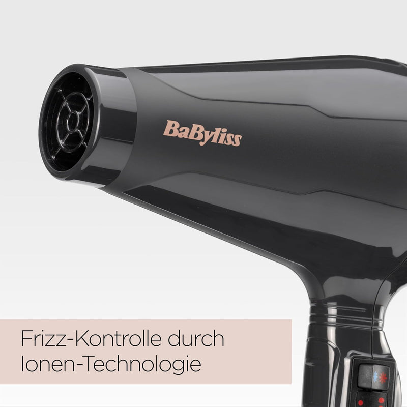 BaByliss Italian Air Pro 2200, Grau, AC-Motor, 2200 W Leistung, Ionen-Technologie, 6719DE Single, Si