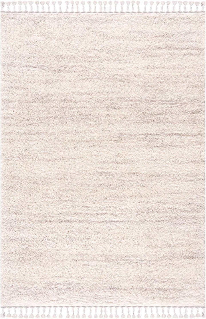 payé Hochflor-Teppich Wohnzimmer Cream - 120x160cm - Meliert mit Fransen - Weiche Schlafzimmer-Teppi