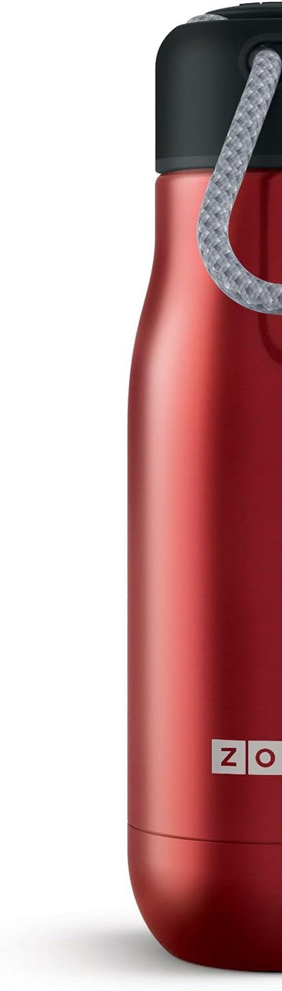 Zoku Trinkflasche 350 ml, Edelstahl, Rot, 6.7 x 6.7 x 21 cm, 1 Einheiten, Rot