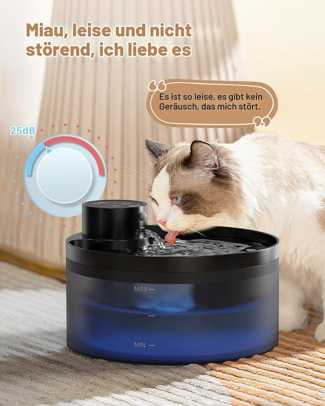 GIOTOHUN Katzenbrunnen Wasserpumpe, Trinkbrunnen für Katze Ersatzpumpe, Ultra Silent, 1,5W geringer