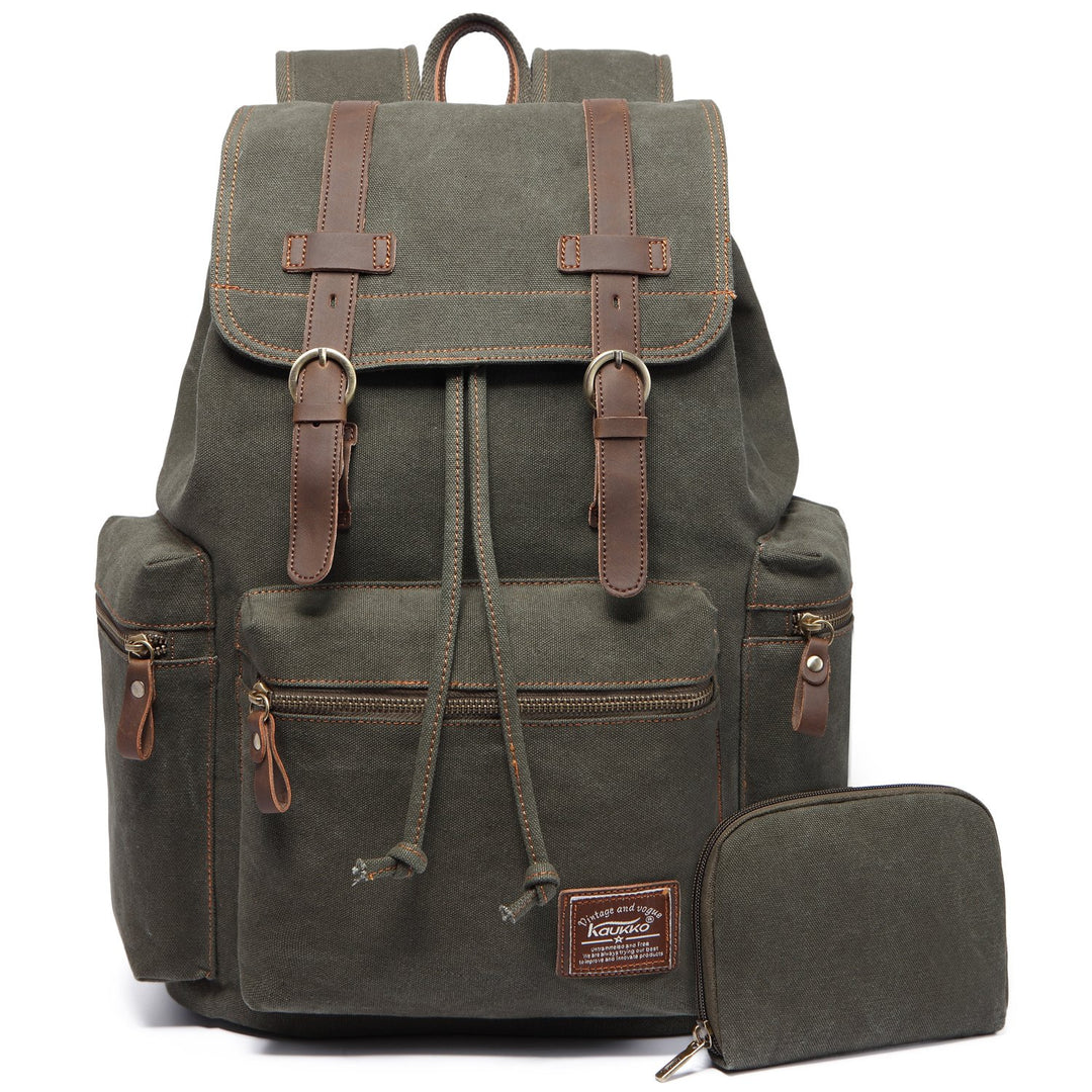 KAUKKO Laptop-Rucksack, funktionale Outdoor-Tasche für Reisen und Camping, Studentenrucksack 05-grün