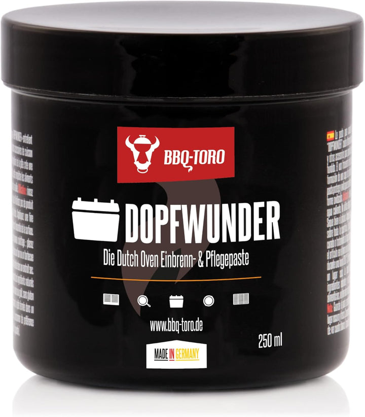 BBQ-Toro Zubehör Set für Dutch Oven 7-teilig | Mit Aufbewahrungstasche, Pflegeöl, -paste, Ringreinig