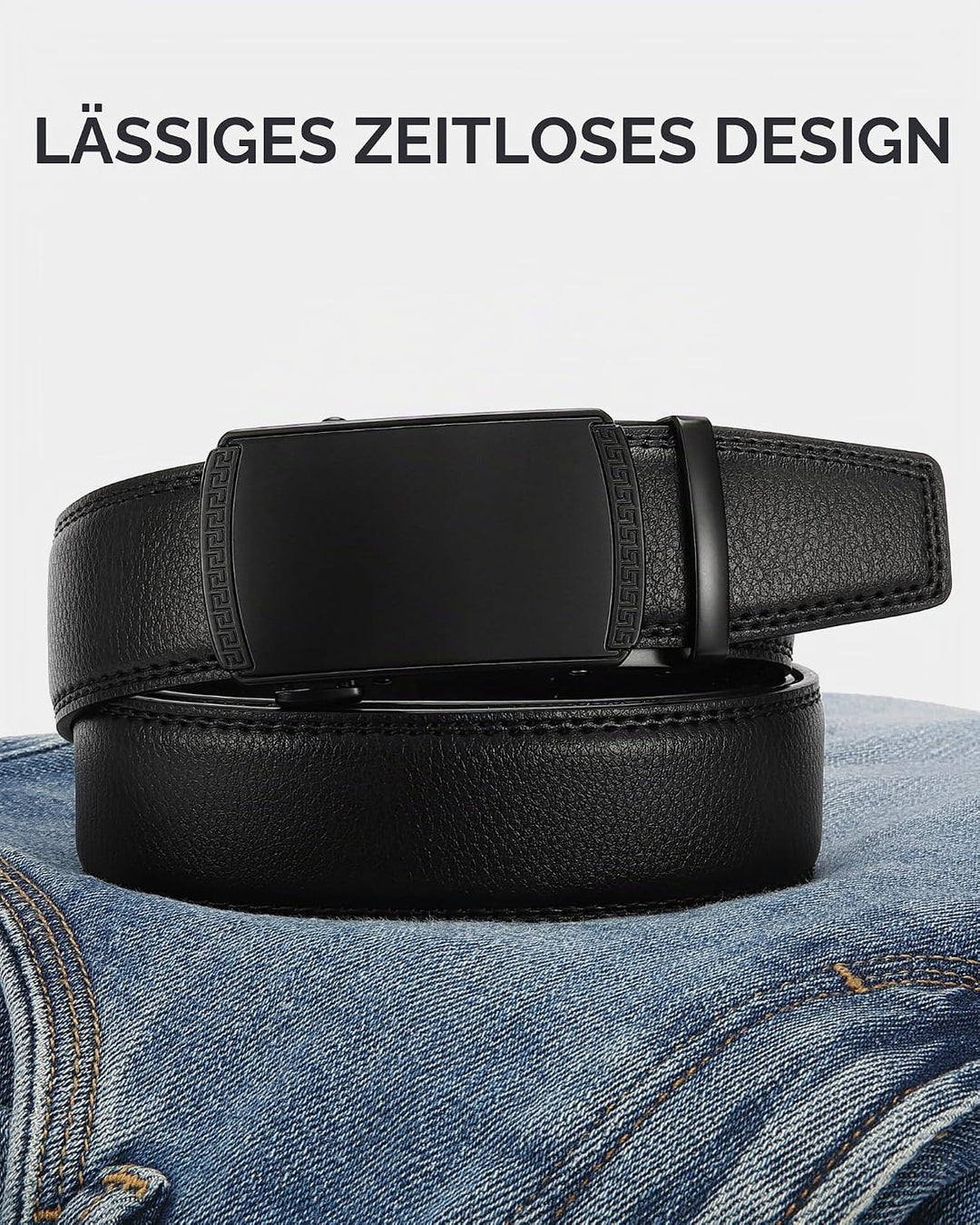 CHAOREN Gürtel Herren, Automatik Ledergürtel Herren 35mm ohne Löcher Taille 100-110cm (Gesamtlänge 1