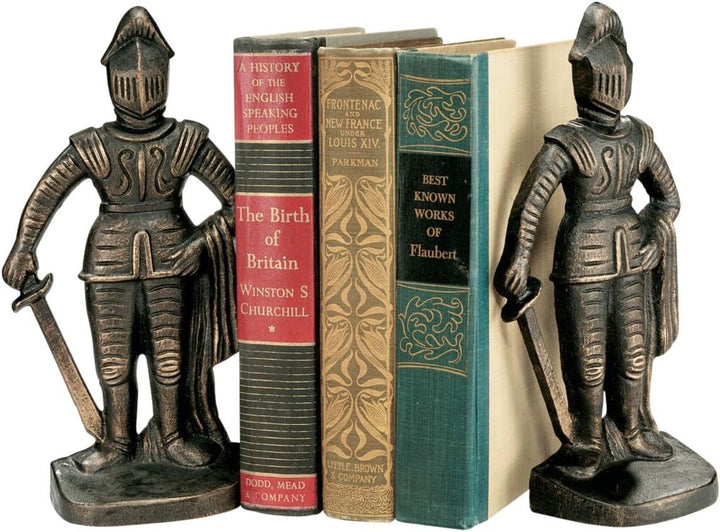 Design Toscano Mittelalterlicher Ritter, Buchstützen Mittelalterliche Ritter Eisen Buchstützen, Mitt