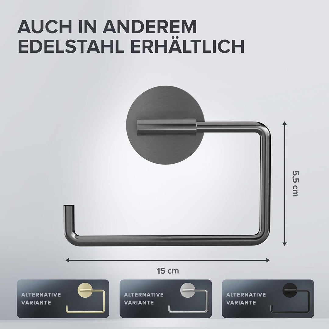 Toilettenpapierhalter Skardstind ohne Bohren Gunmetal | selbstklebend Edelstahl | Klorollenhalter oh