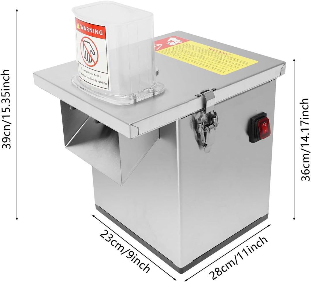 4-in-1 Elektrische Gemüseschneidemaschine, 200 W, rostfreie Küchenmaschine für Würfel, Reiben, Schne