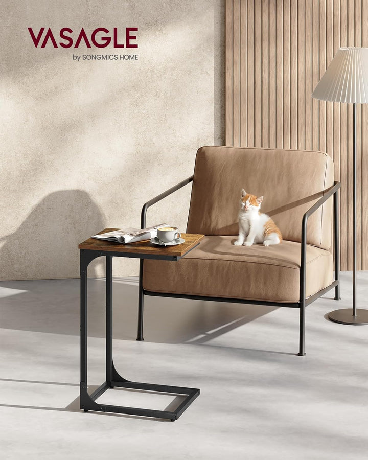 VASAGLE Beistelltisch, Sofatisch, C Form, Couchtisch, mit Metallgestell, industriell, für Wohnzimmer