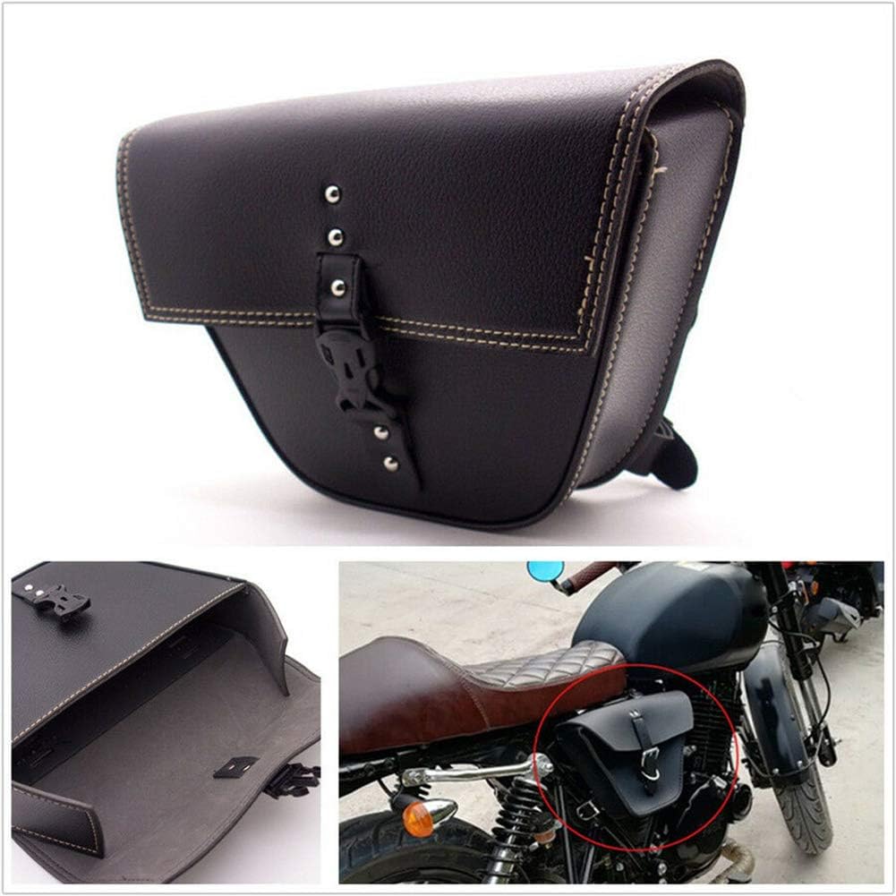 Leikance Motorrad-Seitensatteltasche, dreieckig, Kunstleder, Motorradtasche für Cafe Racer ATV Bikes