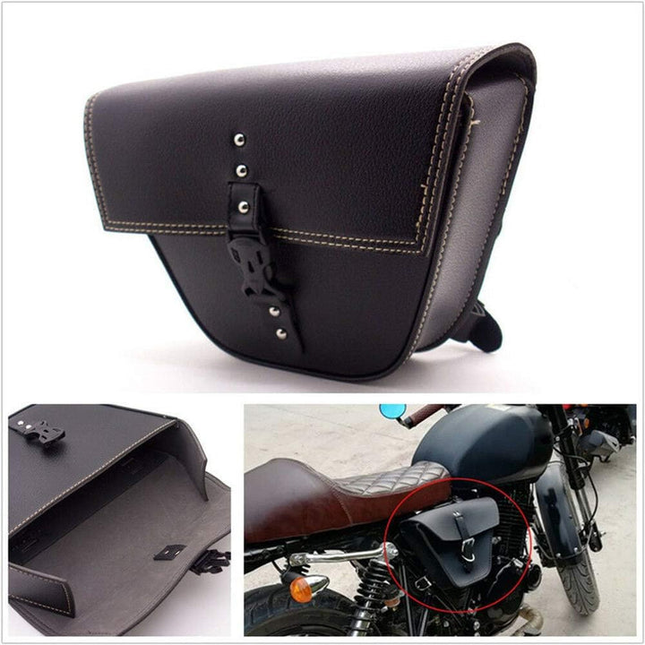Leikance Motorrad-Seitensatteltasche, dreieckig, Kunstleder, Motorradtasche für Cafe Racer ATV Bikes