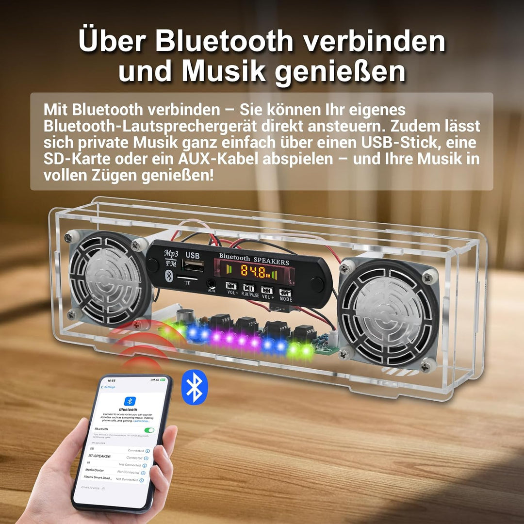 DIY Bluetooth Lautsprecher &amp; FM Radio Lötbausatz, Elektronik Lernset Bausatz mit 3W+3W Stereo-Verstä