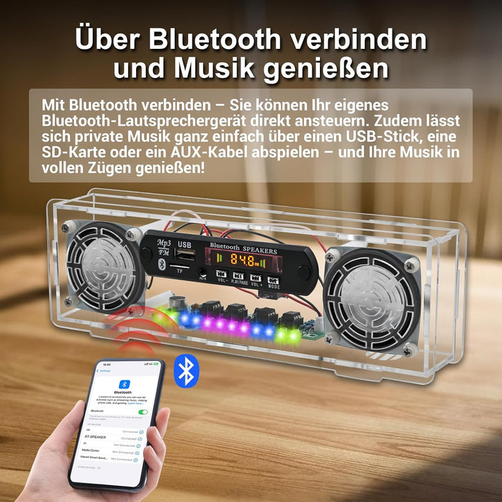 DIY Bluetooth Lautsprecher &amp; FM Radio Lötbausatz, Elektronik Lernset Bausatz mit 3W+3W Stereo-Verstä