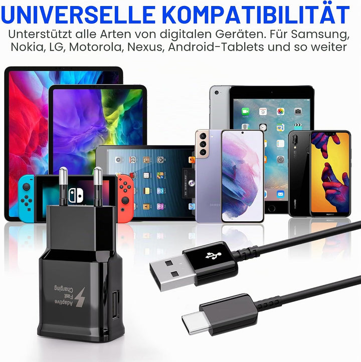 2-Pack USB Ladegerät Stecker, Schnellladegerät Netzteil mit USB C Original Ladekabel Kompatibel mit