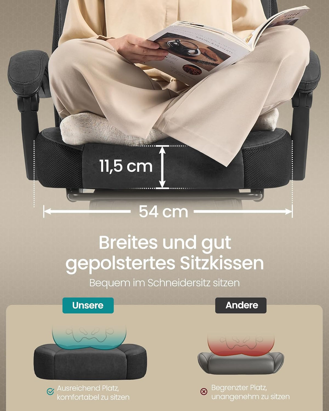 SONGMICS Gaming-Stuhl, Bürostuhl, Computerstuhl, ergonomisches Design, mit Fussstütze, verstellbares
