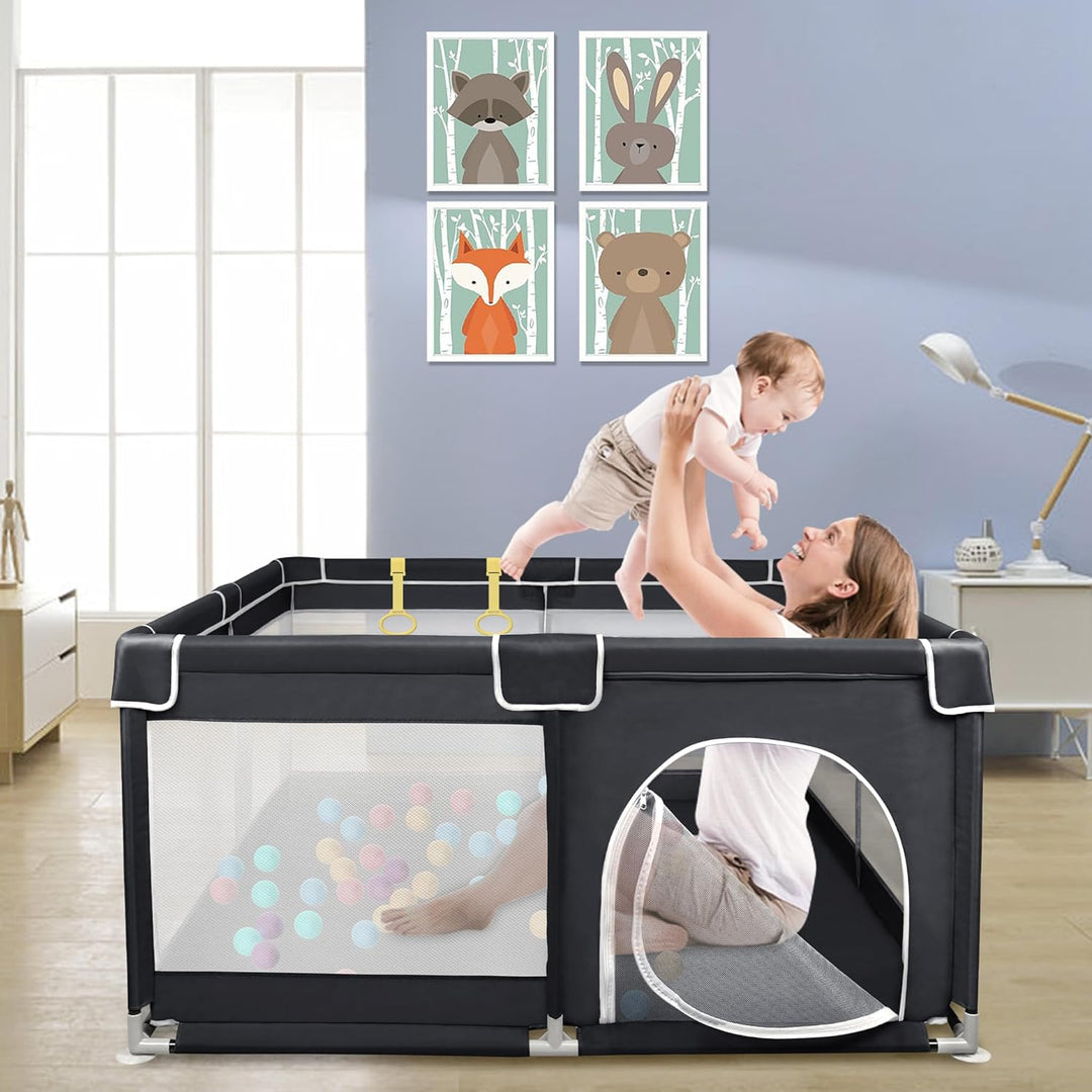 Aufun Laufstall Baby Laufgitter 300D Oxford Gewebe, mit Anti-Kollision Schaum Absperrgitter, Atmungs