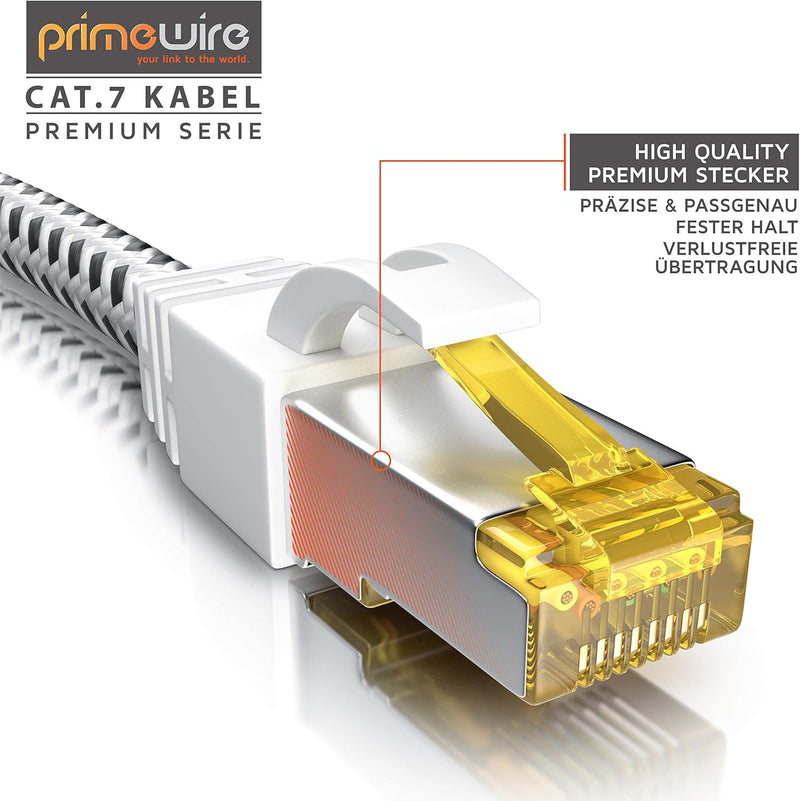 CSL - 30m CAT 7 Netzwerkkabel Gigabit Ethernet LAN Kabel - Baumwollmantel - 10000 Mbit s - Patchkabe