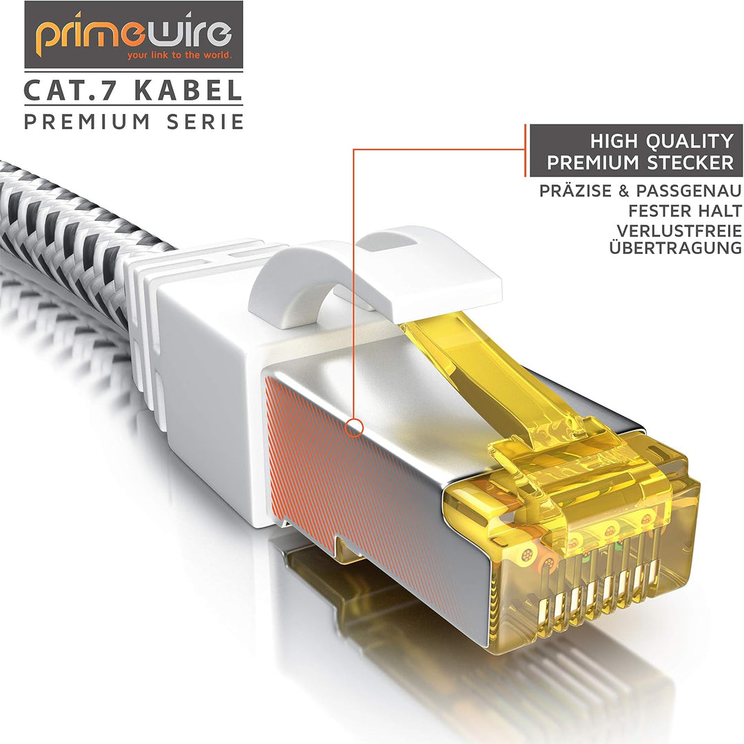 CSL - 25m CAT 7 Netzwerkkabel Gigabit Ethernet LAN Kabel - Baumwollmantel - 10000 Mbit s - Patchkabe