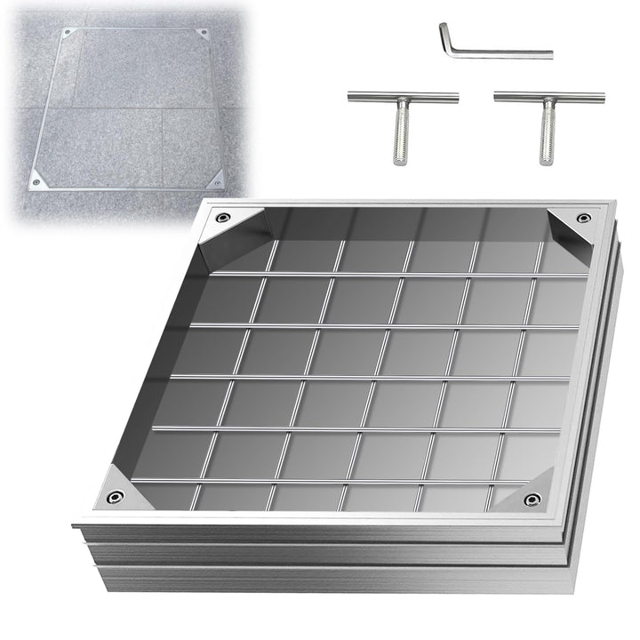 LIROPAU Schachtabdeckung 500x500mm Aluminium Versenkte Schachtdeckel | Eingebettete Schachtabdeckung
