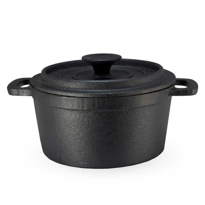 Gusseisen Topf mit Deckel 14 cm - Grilltopf Eisentopf Kochtopf Schmortopf Bräter Topf 14 cm, Topf 14