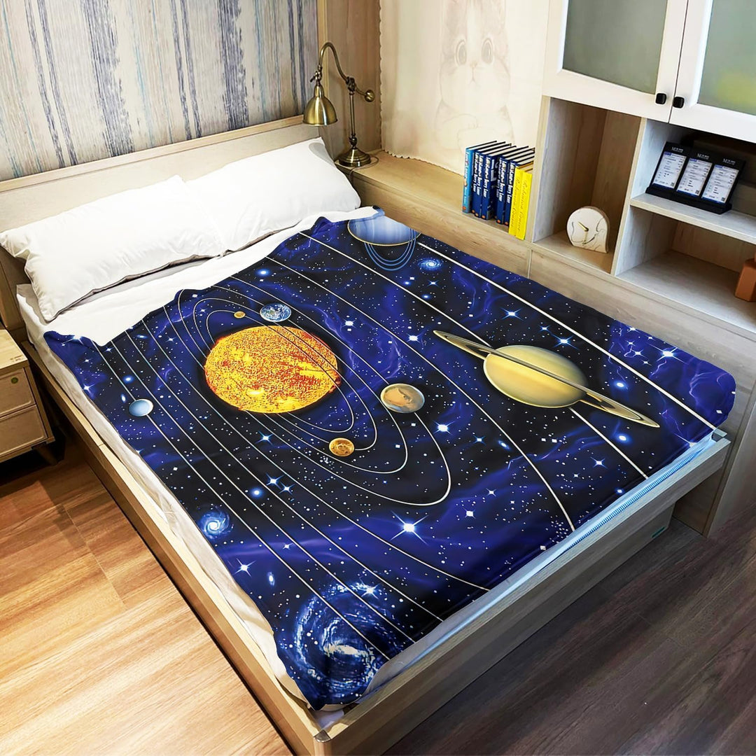 YISUMEI Decke 150x200 cm Kuscheldecken Sanft Flanell Weich Fleecedecke Bettüberwurf Sonnensystem