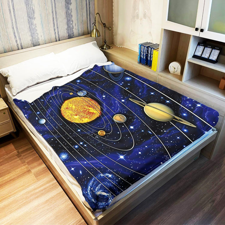 YISUMEI Decke 150x200 cm Kuscheldecken Sanft Flanell Weich Fleecedecke Bettüberwurf Sonnensystem