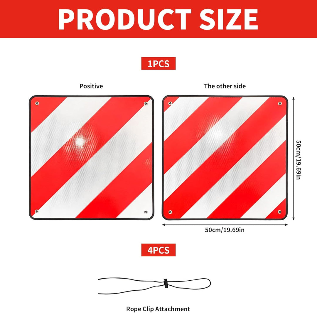 Reflektierendes Warnschild,Warntafel Fahrradträger 50 x 50 cm,Reflektierend Warnschild,2in1 rot Weis
