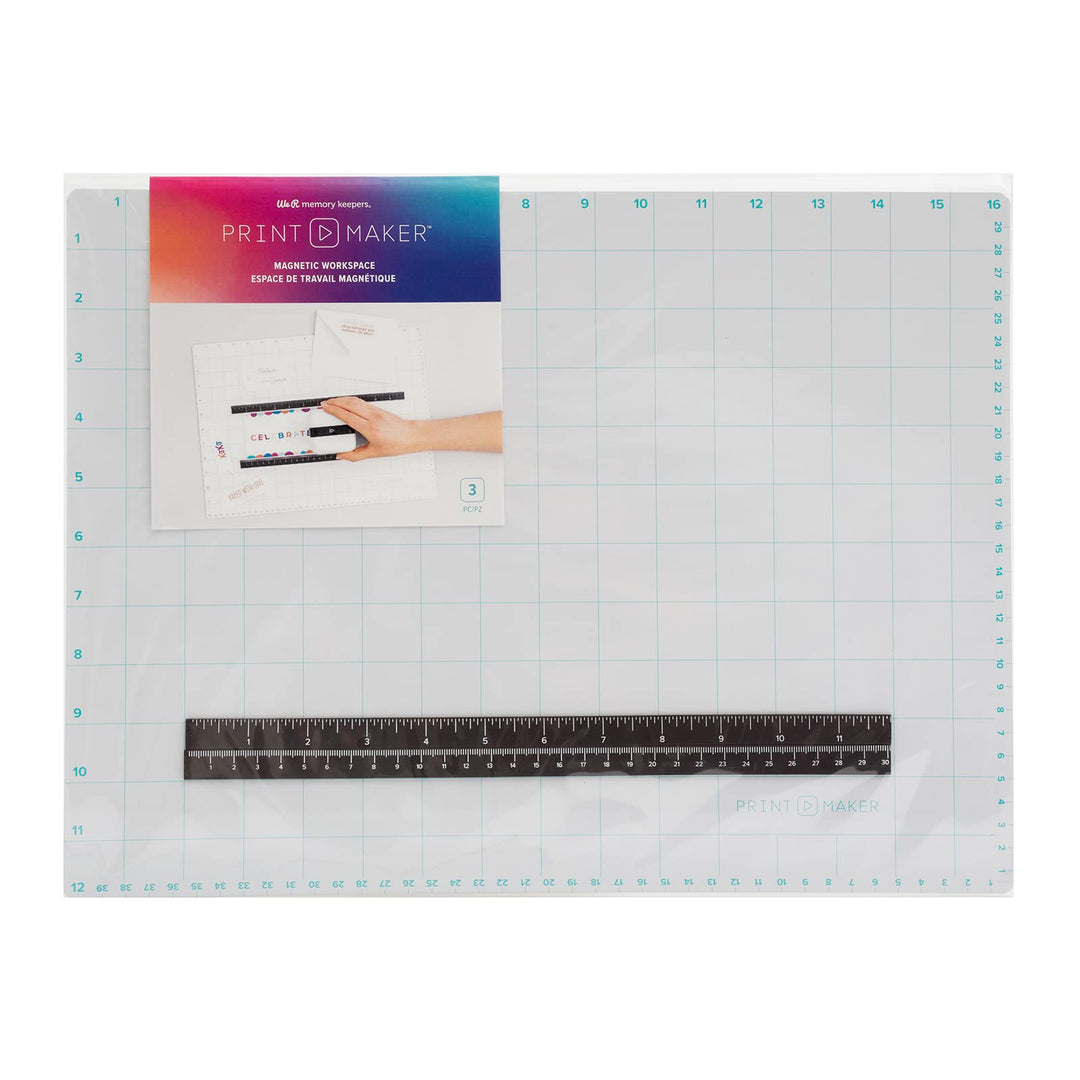 We R Memory Keepers Printmaker Magnetic Mat 12'X16'-60000094, White & blue, 12X16