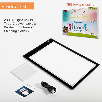 XIAOSTAR A4 Leuchttisch Led Licht Pad Copy Board Lichtplatten,mit Einstellbarer Helligkeit,für Künst