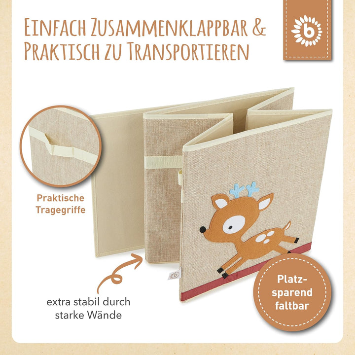 Bieco Aufbewahrungsbox Kinder | REH Motiv ca. 36L faltbar | Süsse Spielzeug Kiste für Kallax Regal |