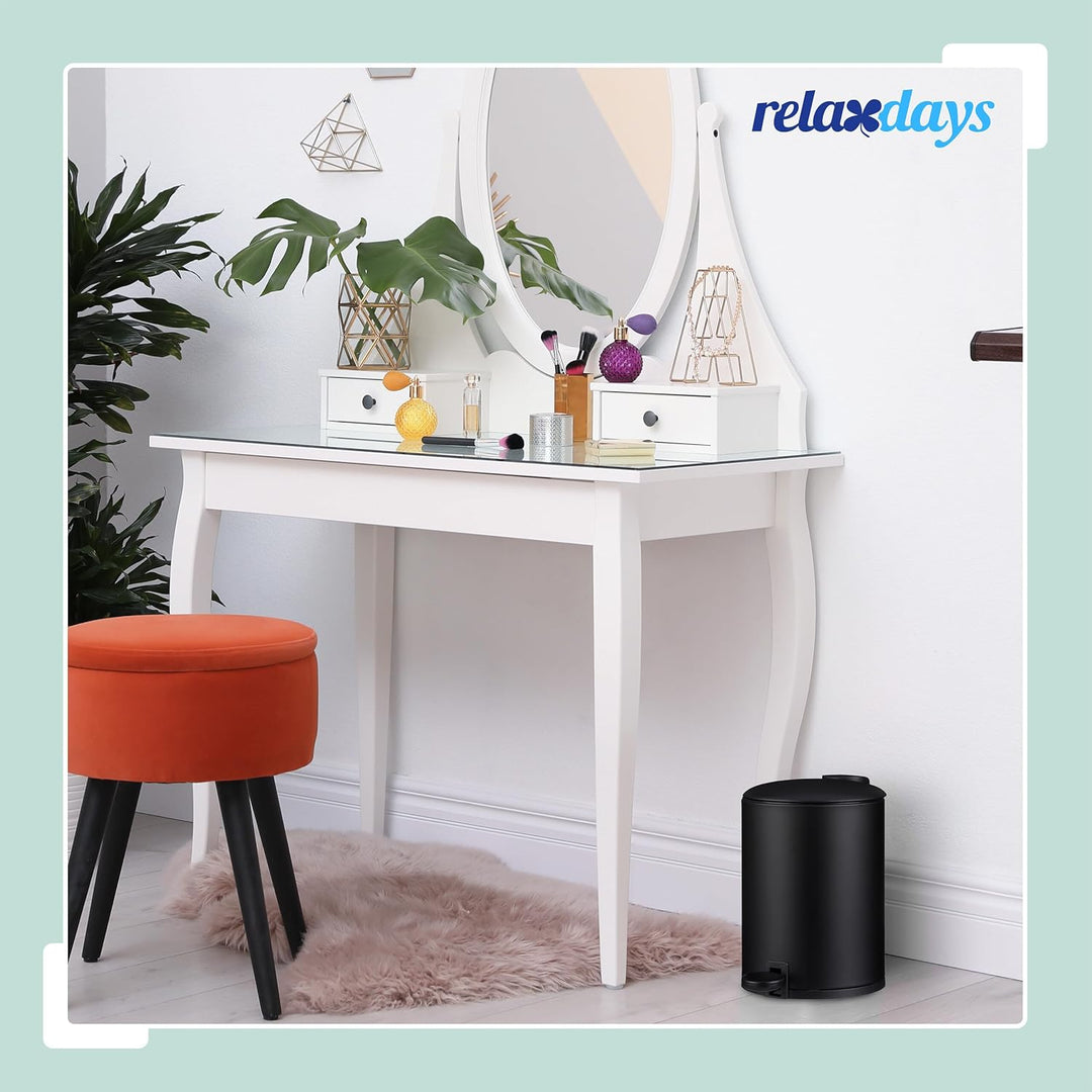 Relaxdays Mülleimer Bad, 3 l, Kosmetikeimer mit Soft-Close, matte Optik, entnehmbarer Inneneimer, Tr