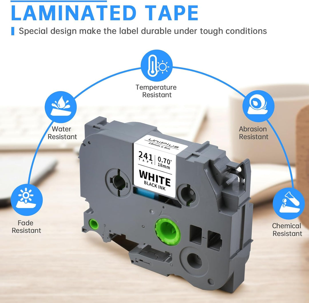 UniPlus 6x Kompatible für Brother Tze 18mm Selbstklebendes Etikettenband TZe-241 TZe-141 TZe-441 TZe