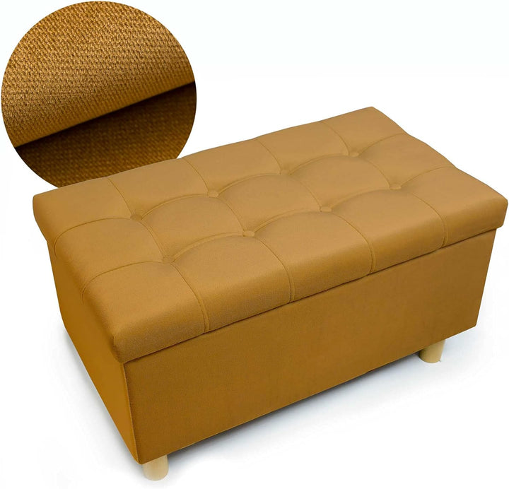 Comfort-Pur Leon Sitzbank Sitzpuff Pouf Sitztruhe mit Stauraum Aufbewahrungsbox (Gold), Gold