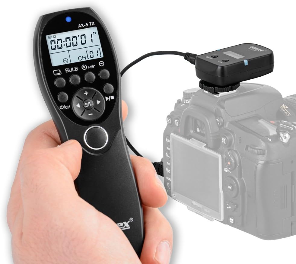 ayex Funk Timer-Fernauslöser AX-5, Kompatibel mit Canon (N3) z.B. EOS R5 1D X Mark II 5D Mark IV 5DS