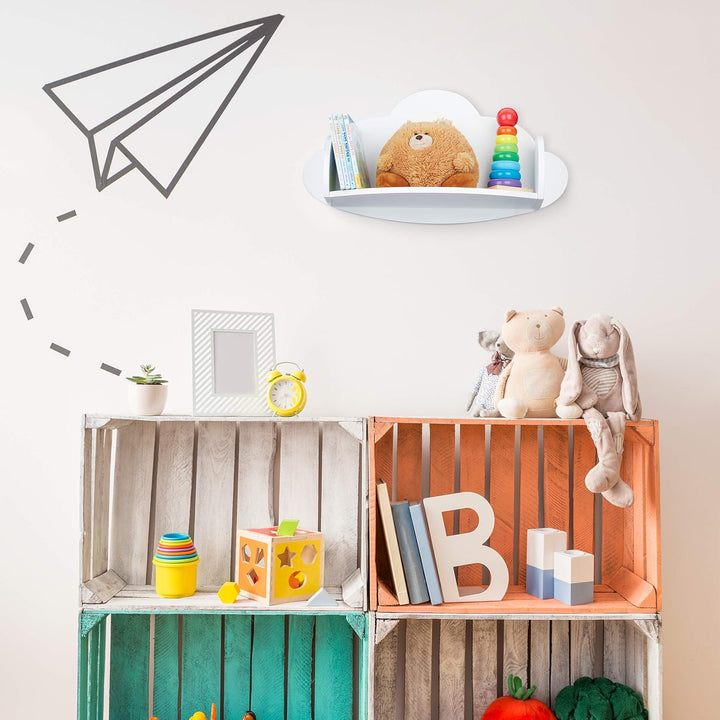 Relaxdays Wandregal Wolke, Hängeregal fürs Kinderzimmer, MDF, Deko, Wandbücherregal Kinder, HBT 31,5