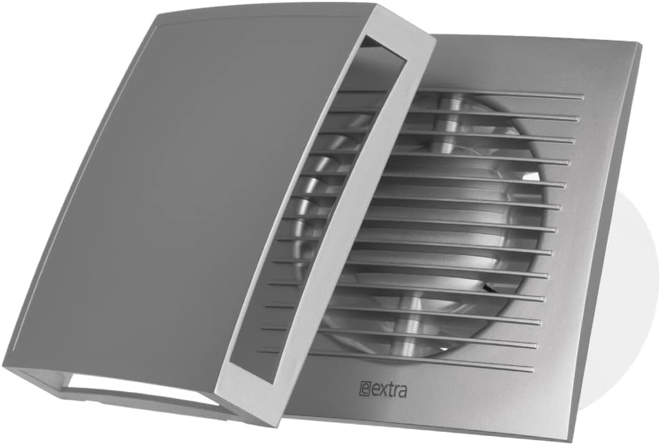 EUROPLAST Ø 100mm Silber Bad-Lüfter mit Front, Leise Ventilator Lichtschalter-Aktivierung, Ø 100mm S