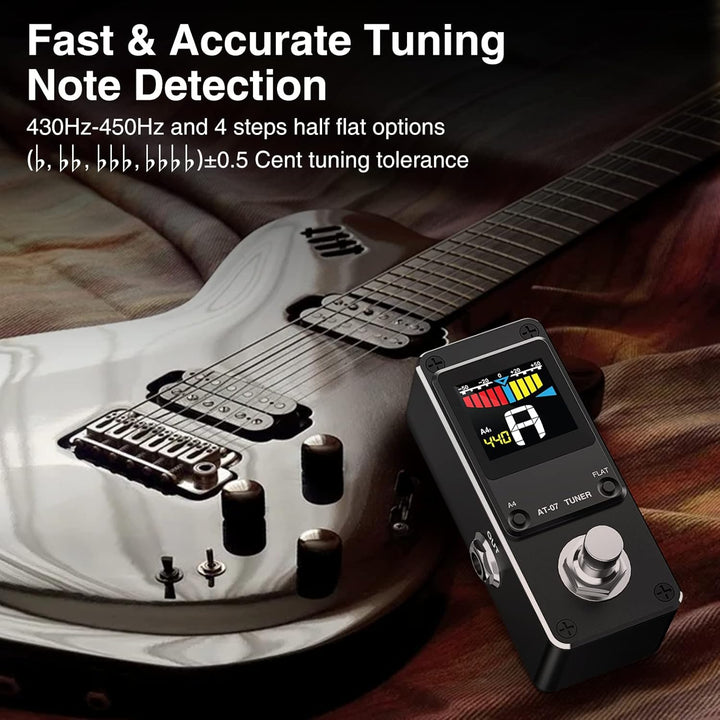 Stimmgerät-Pedal, LEKATO Chromatisches Stimmgerät-Pedal mit zwei Modi für Gitarre und Bass - Mini St