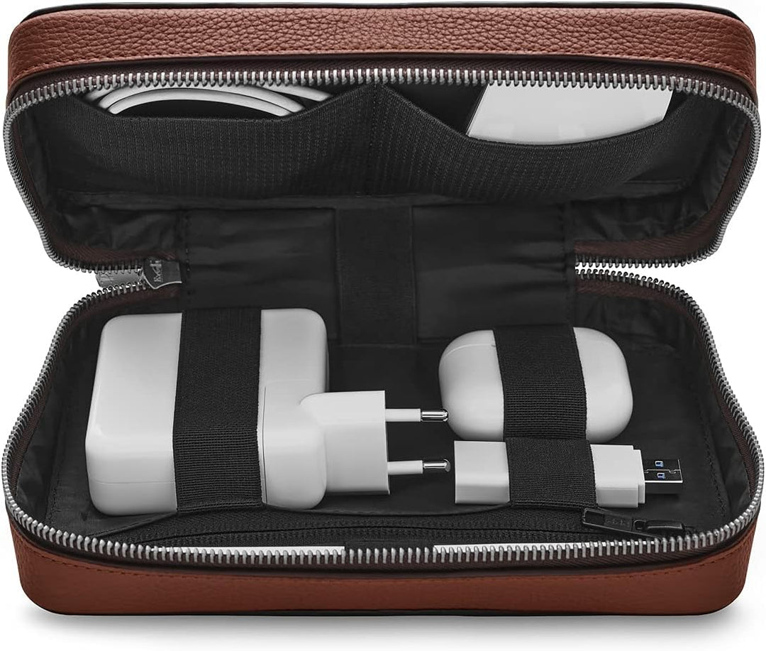 Woolnut Tech-Organizer aus Leder für Apple Zubehör - Cognac Braun, Cognac Braun