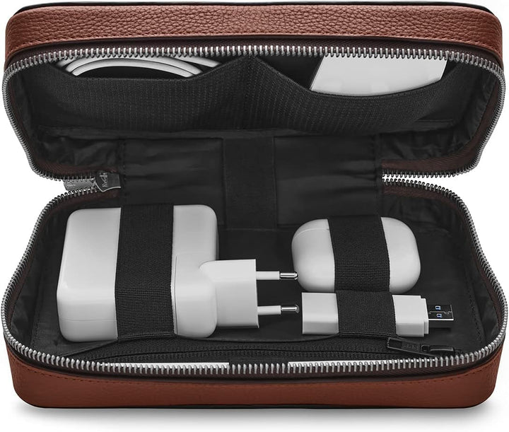 Woolnut Tech-Organizer aus Leder für Apple Zubehör - Cognac Braun, Cognac Braun