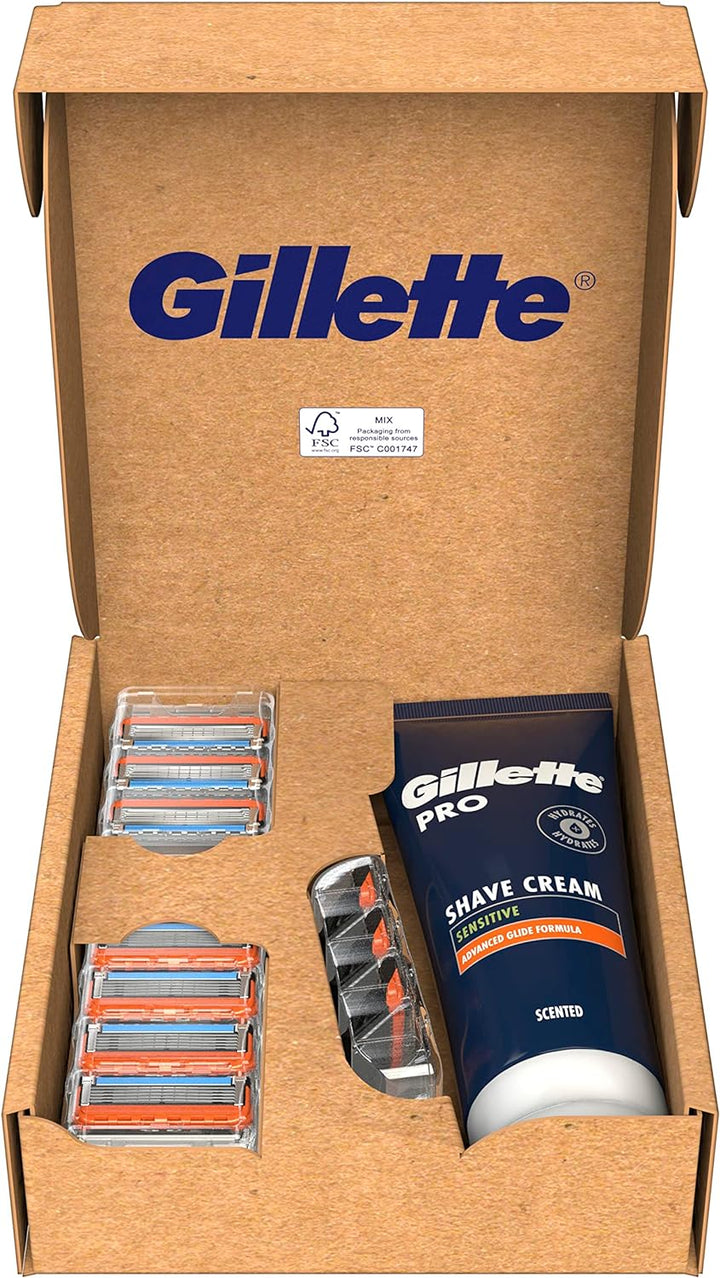 Gillette Fusion 5 Rasierklingen und Bartpflege Set, 10 Ersatzklingen für Nassrasierer Herren + Gille