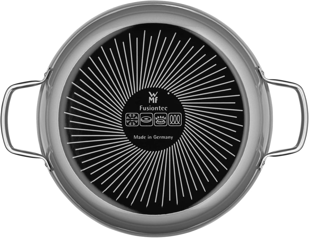 WMF Fusiontec Mineral Schmorpfanne 28 cm Induktion, Bräter mit Glasdeckel, Schmortopf 4,1l, hoher Ra