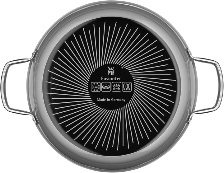 WMF Fusiontec Mineral Schmorpfanne 28 cm Induktion, Bräter mit Glasdeckel, Schmortopf 4,1l, hoher Ra