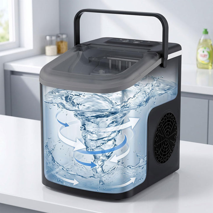 Berdsen Eiswürfelmaschine 12 kg/24 h - 9 Eiswürfel in 6-8 Minuten - Eiswürfelbereiter mit 2 Grössen