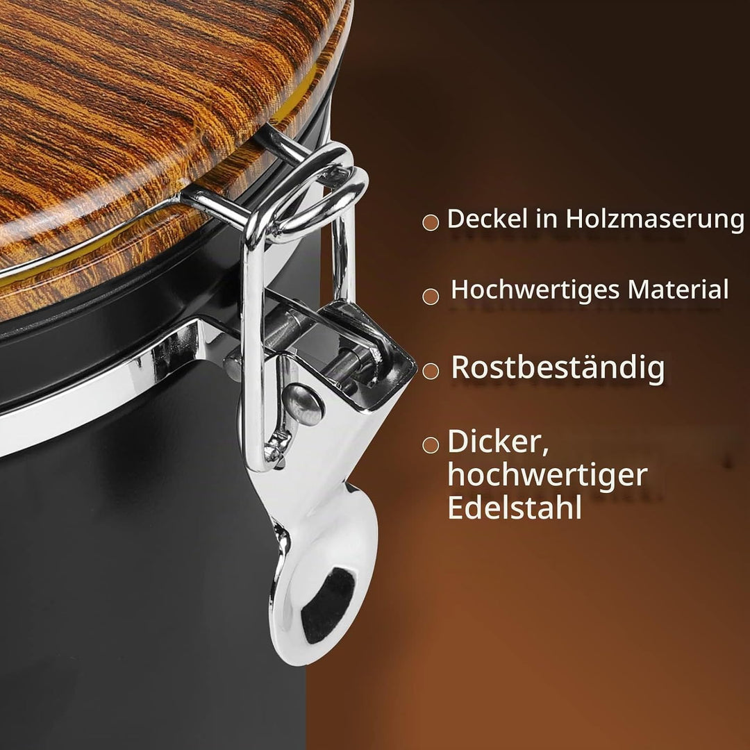 Dreamhigh® Kaffeedose Luftdicht 1kg Bohnen - Kaffeebehälter aus Edelstahl mit Messlöffel, Deckel aus