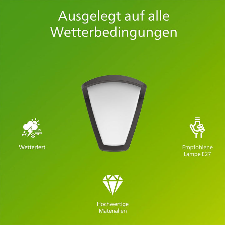 Philips myGarden Wandleuchte Kiskadee, 42W, anthrazit Ohne Bewegungsmelder, Ohne Bewegungsmelder