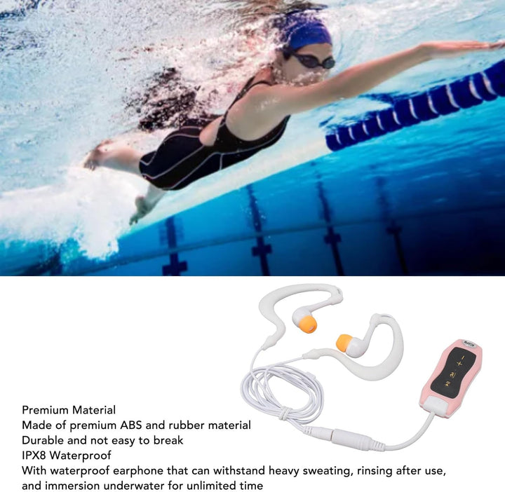 Hydrodynamischer MP3-Player mit Wasserdichtem Kopfhörer, 8 GB, Wiederaufladbarer IPX8-Musikplayer mi